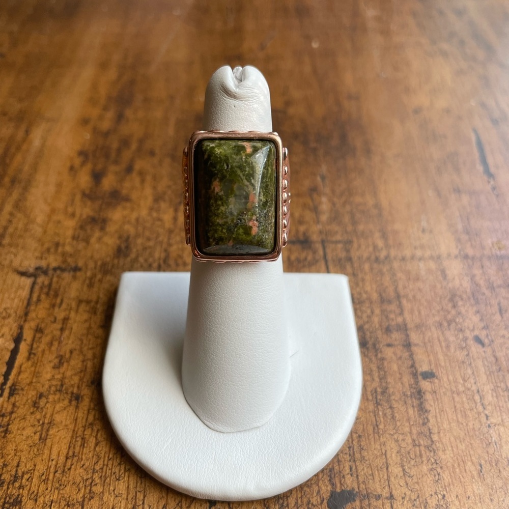 Unakite in copper ring